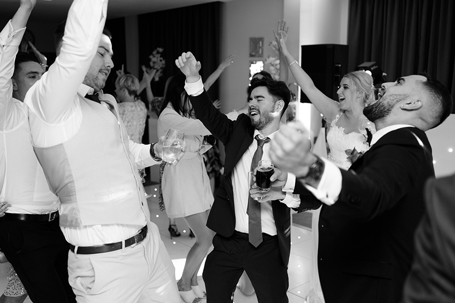 wedding guests dancing