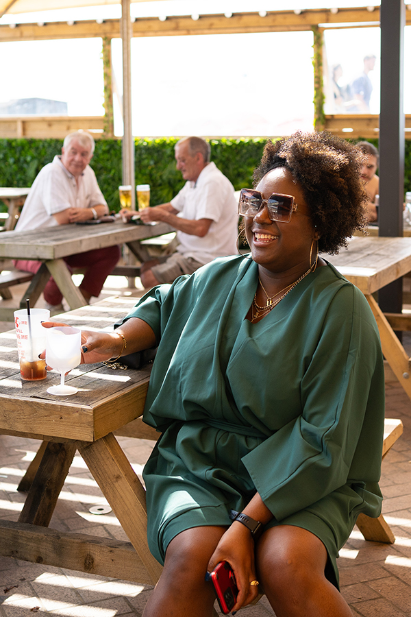 guest candid at Brighton beach wedding