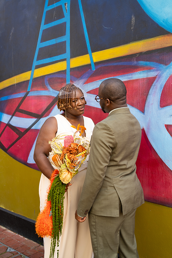 colourful Brighton street art wedding photography