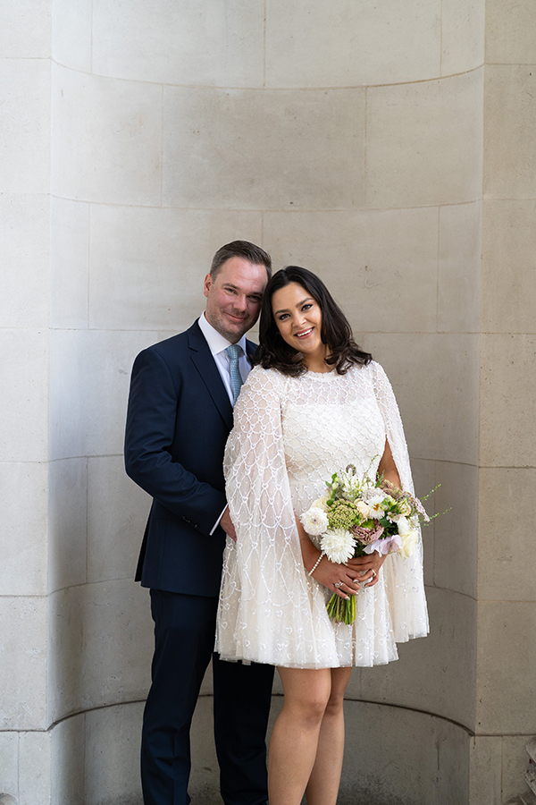 bride and groom portraits at the old Marylebone Town Hall