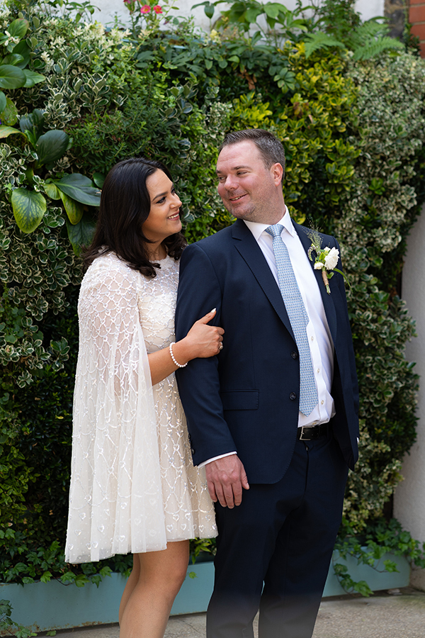 bride and groom portraits at the old Marylebone Town Hall