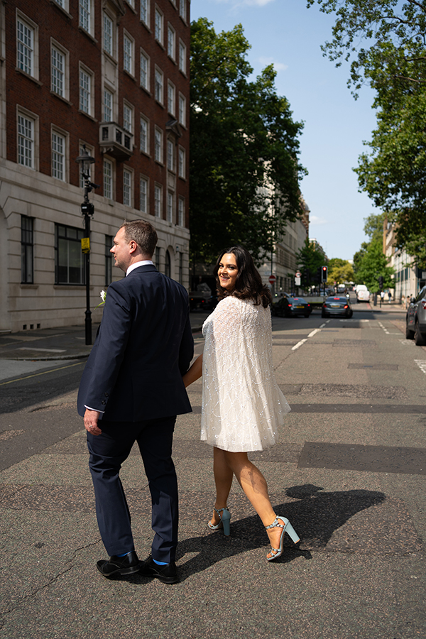 bride and groom portraits at the old Marylebone Town Hall